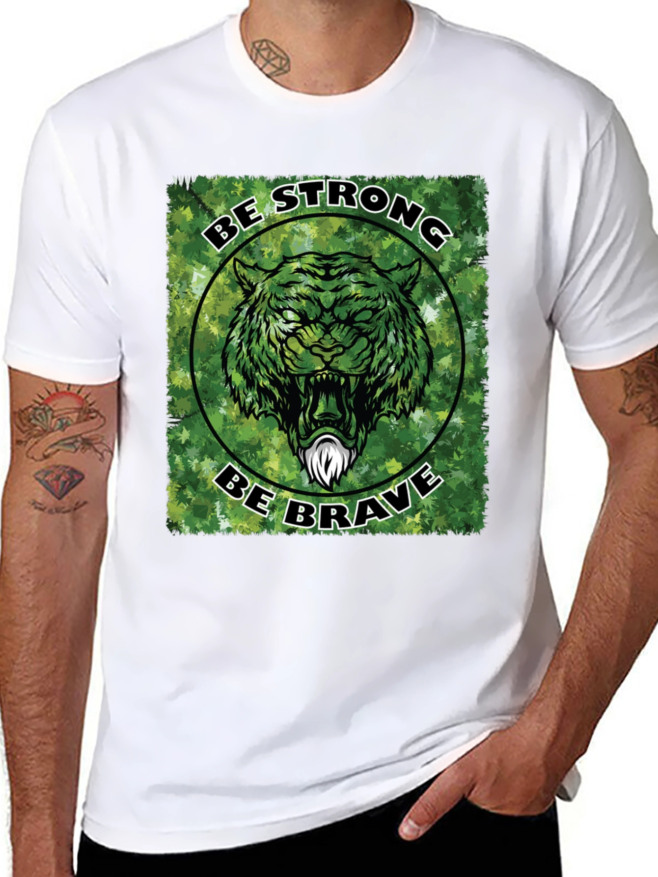 Be Strong Be Brave Tiger Graphic T-Shirt