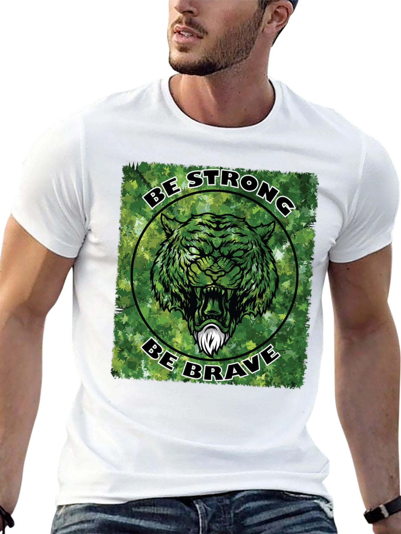Be Strong Be Brave Tiger Graphic T-Shirt