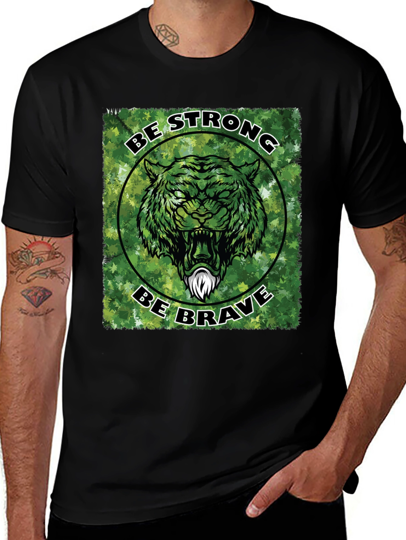 Be Strong Be Brave Tiger Graphic T-Shirt