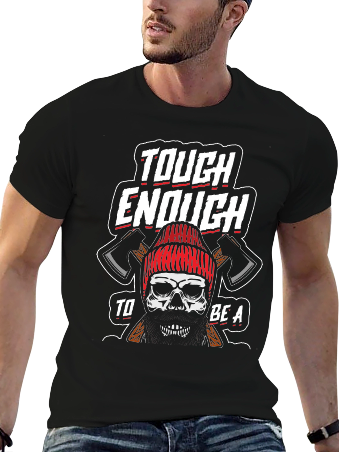 Tough Lumberjack Skull Graphic T-Shirt