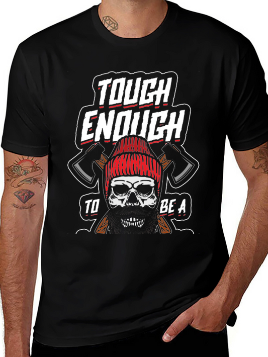Tough Lumberjack Skull Graphic T-Shirt