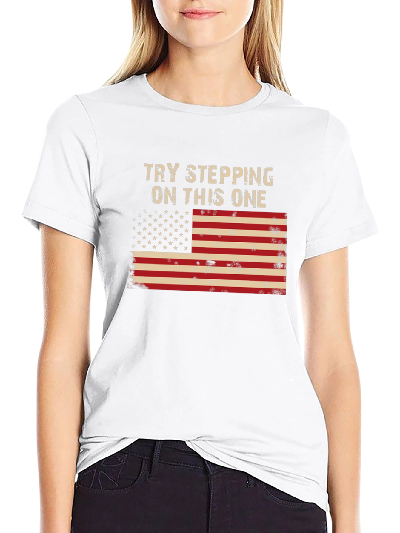 Try Stepping On This One USA Flag Graphic Tee