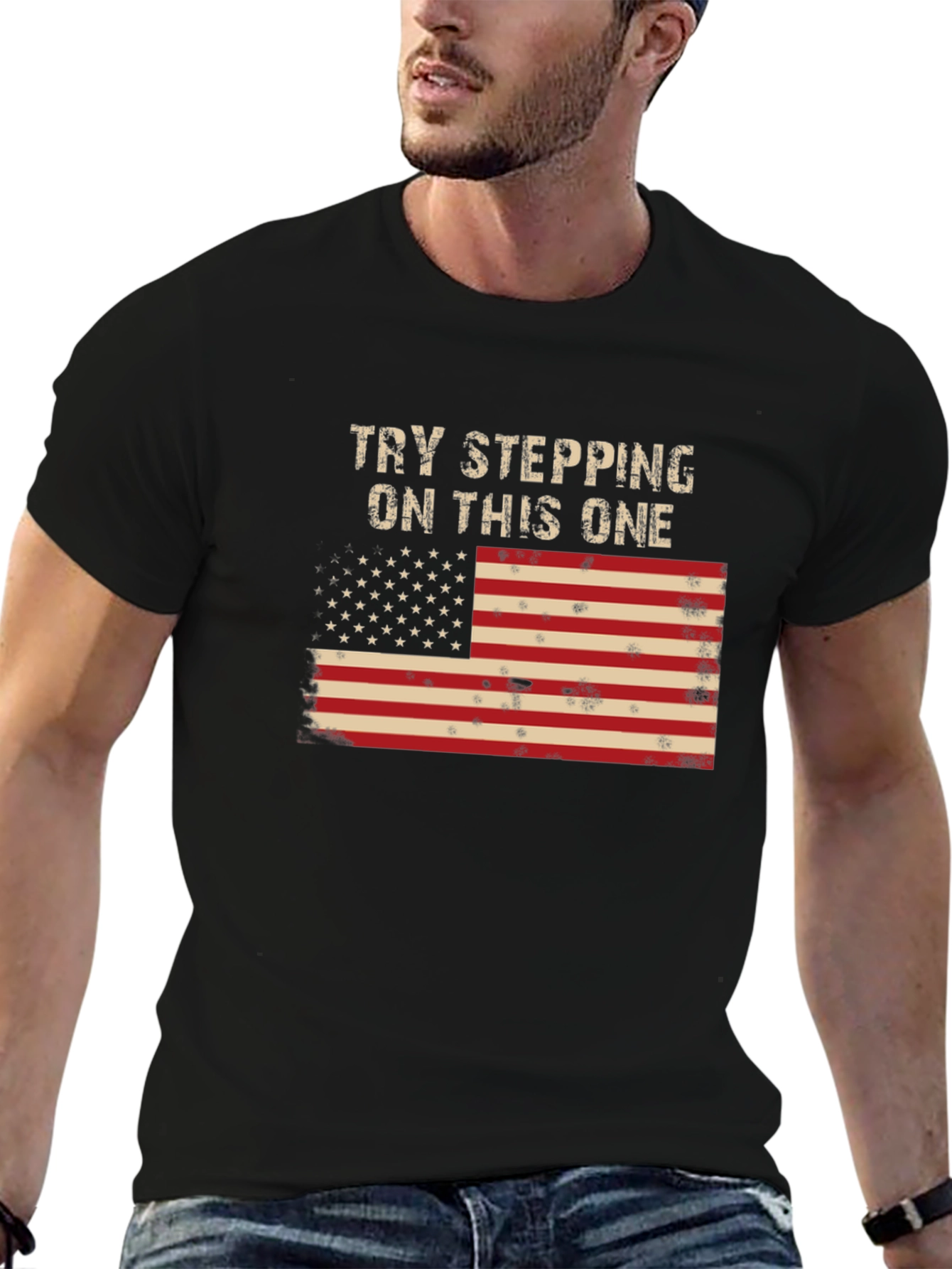 Try Stepping On This One USA Flag Graphic Tee