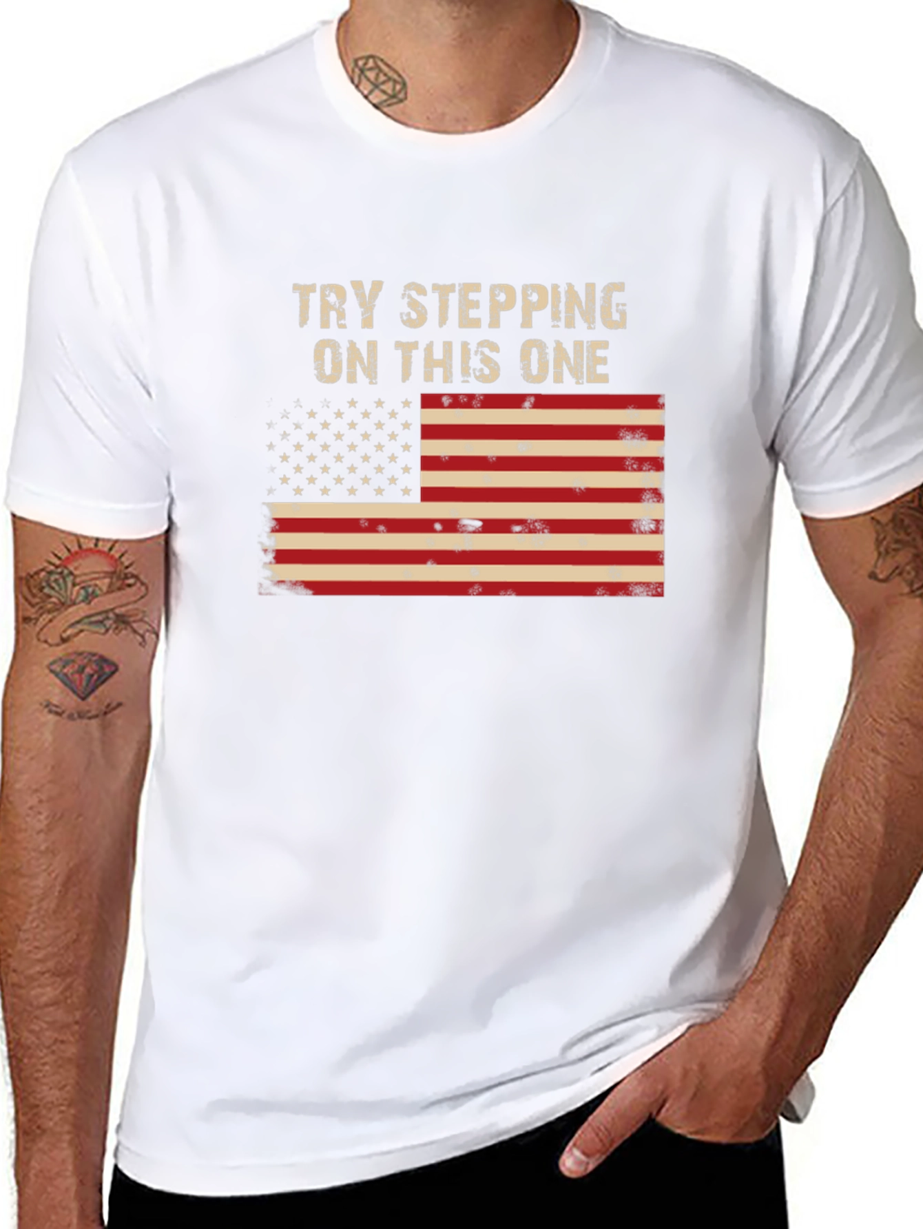 Try Stepping On This One USA Flag Graphic Tee