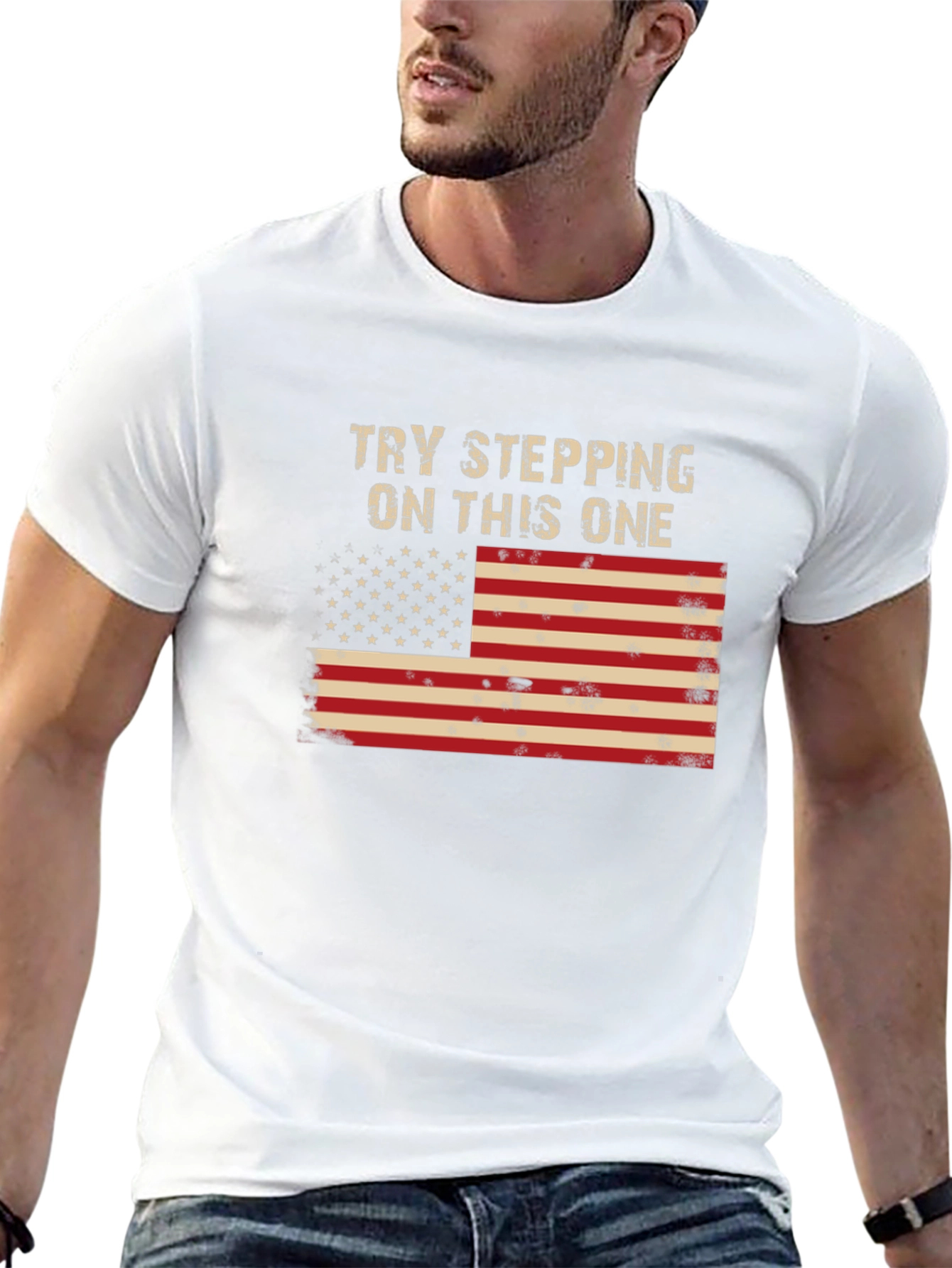 Try Stepping On This One USA Flag Graphic Tee