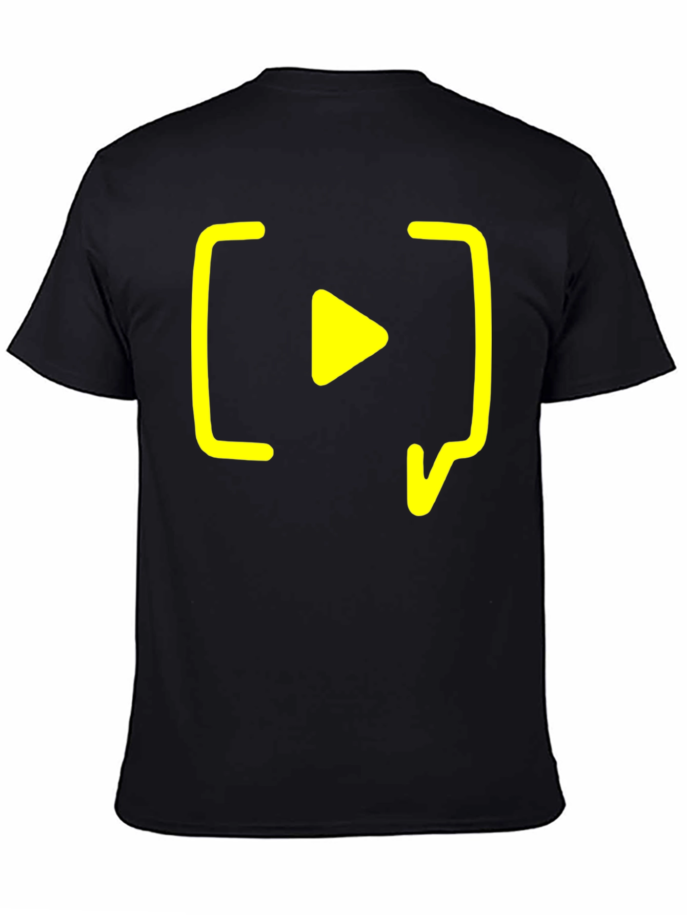 Black T-Shirt with Yellow Play Button Design