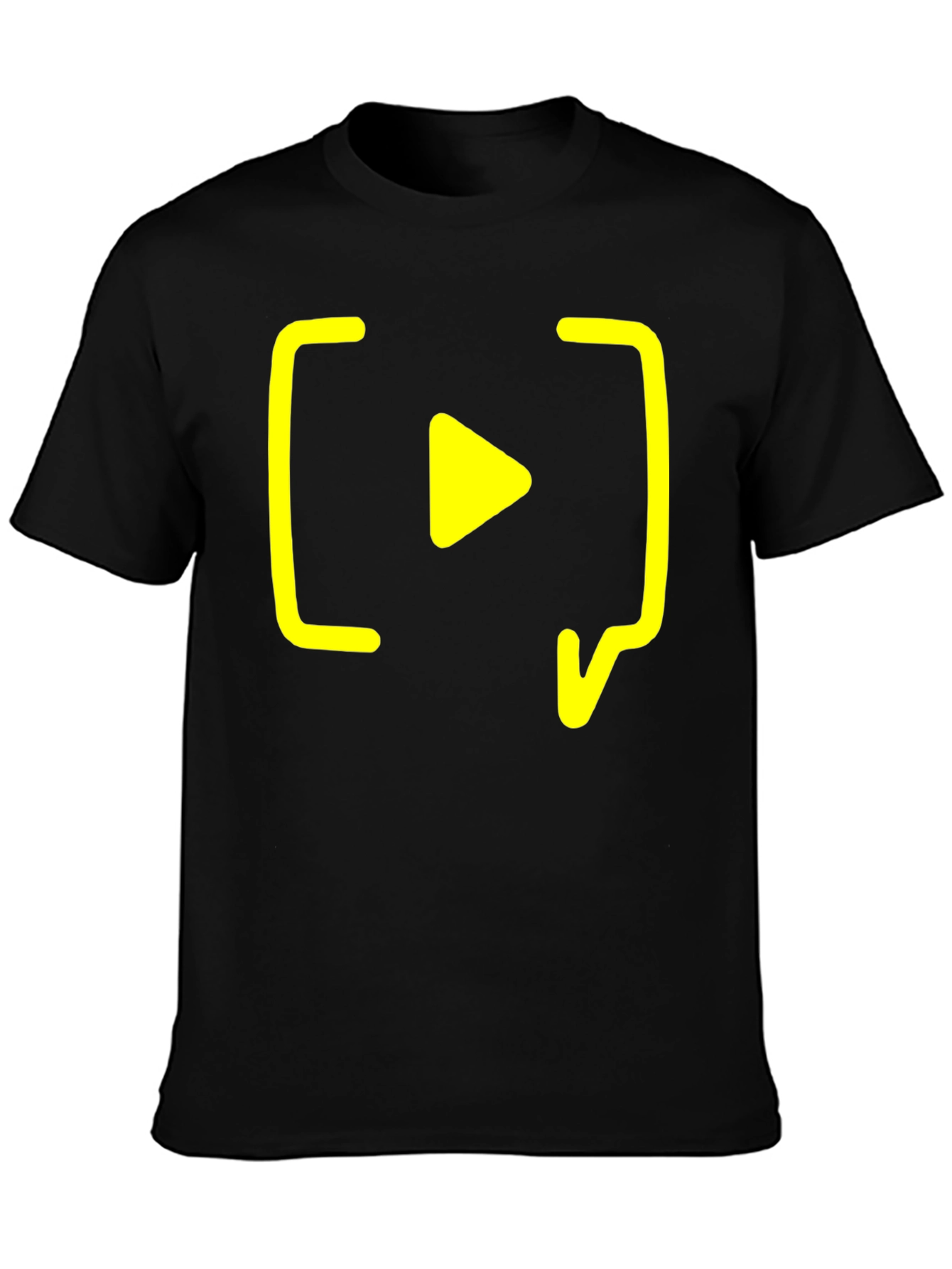 Black T-Shirt with Yellow Play Button Design