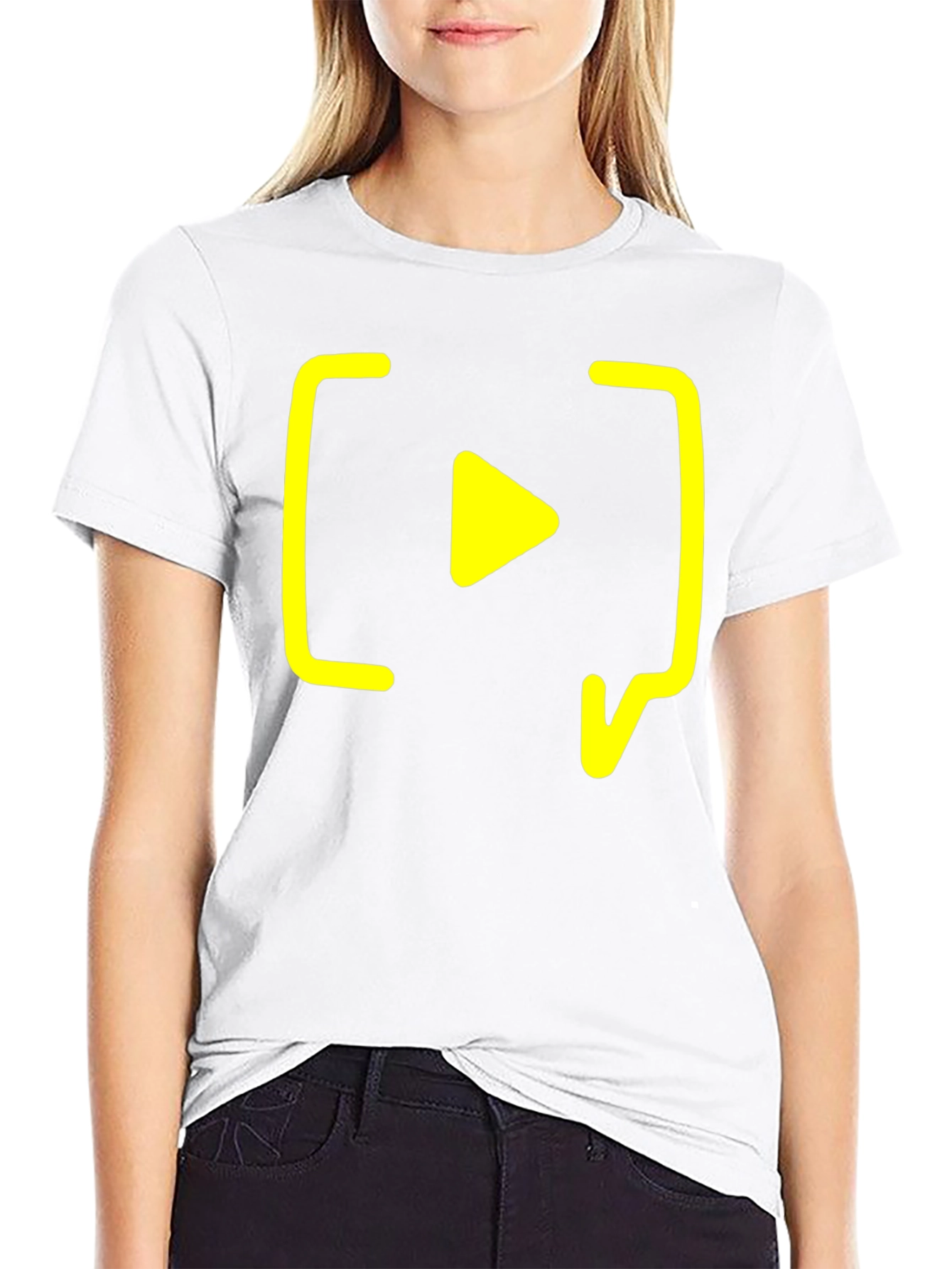 Black T-Shirt with Yellow Play Button Design