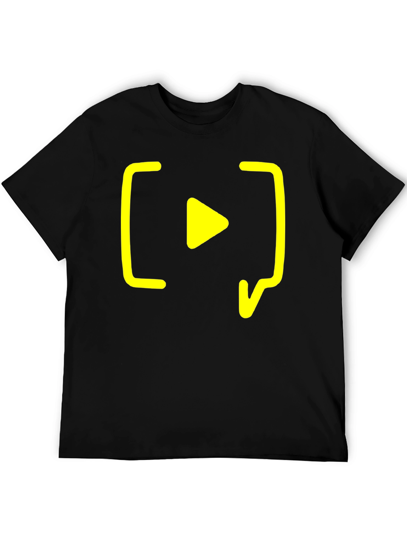 Black T-Shirt with Yellow Play Button Design