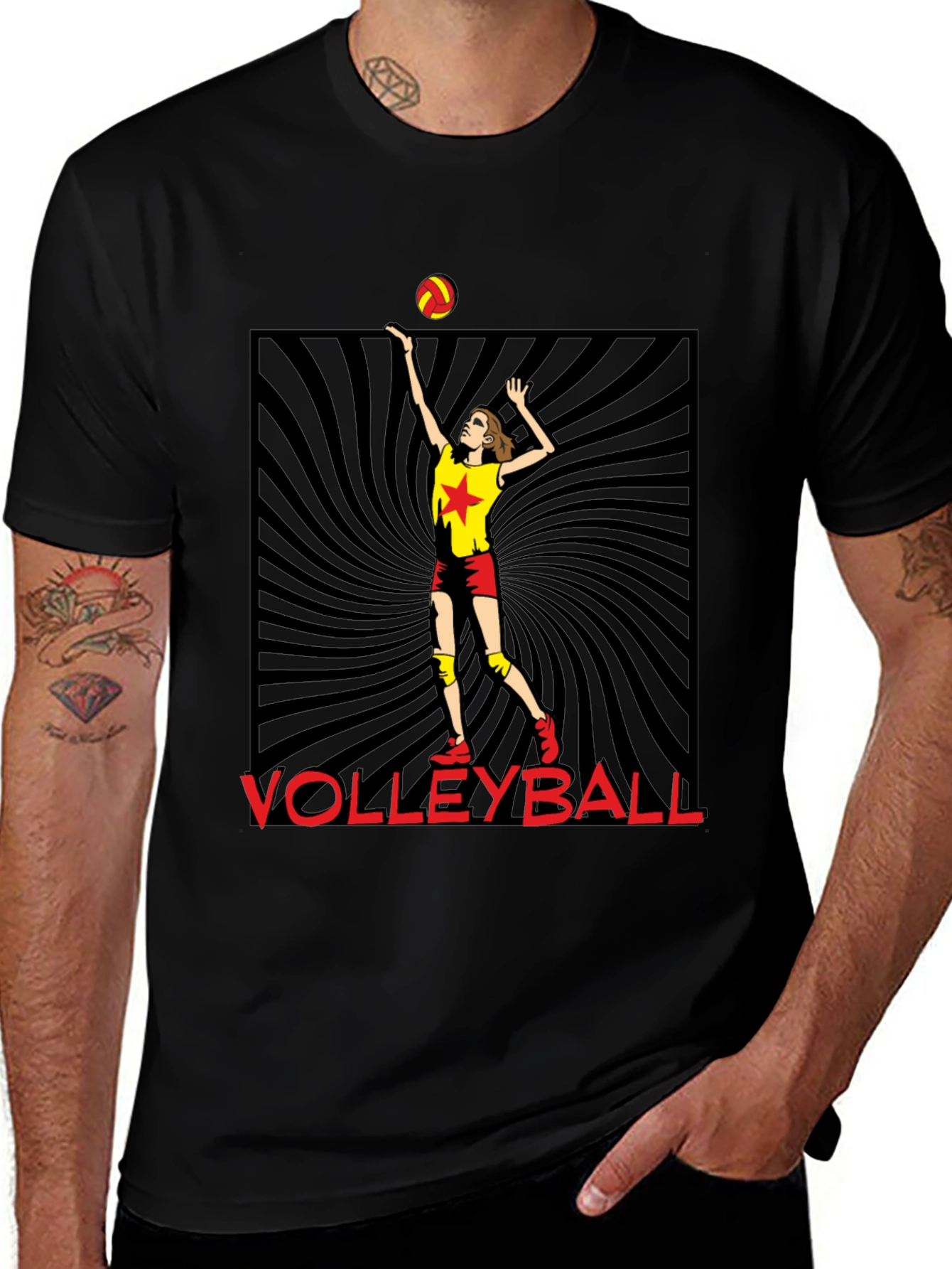 Volleyball Player Graphic Tee - Black