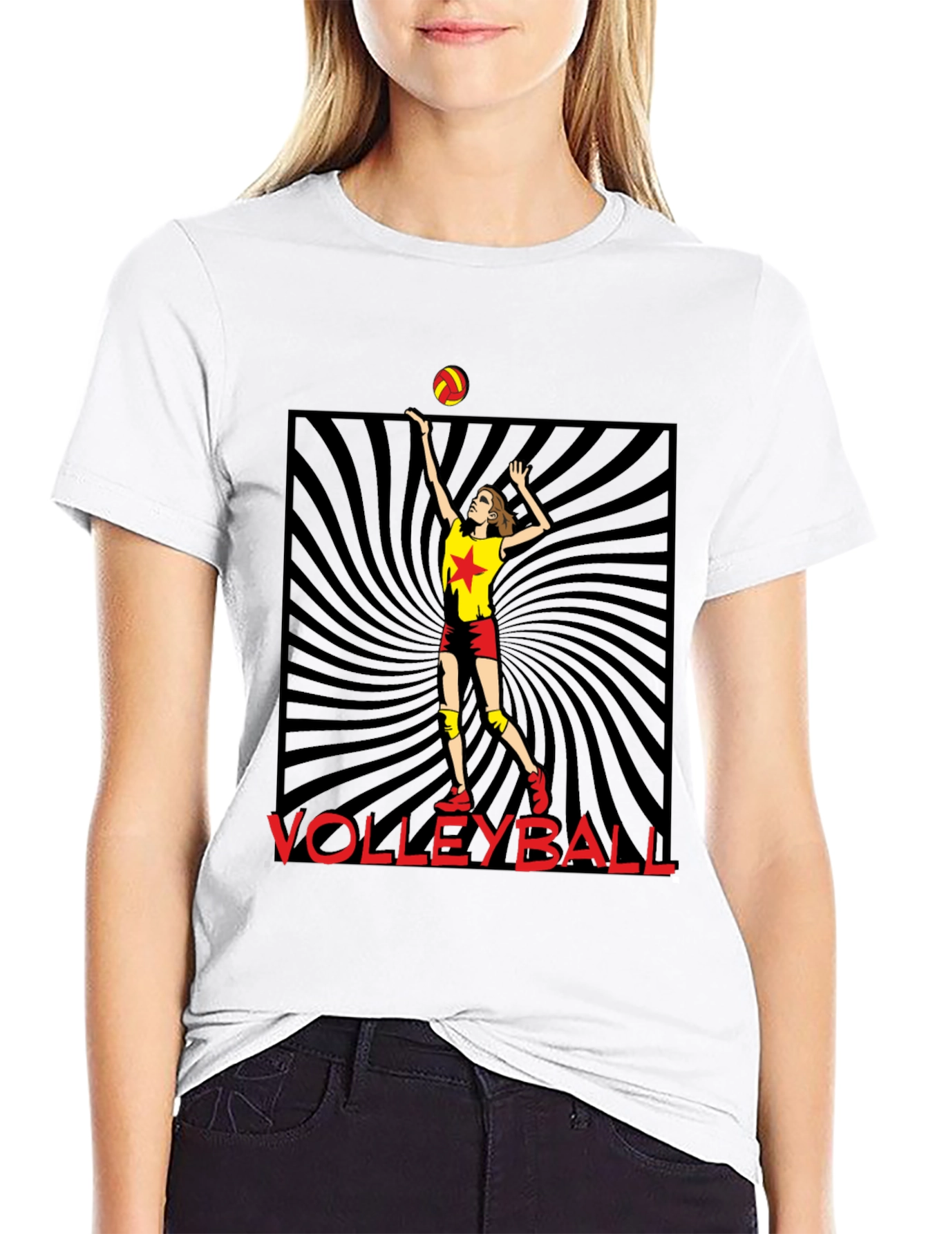 Volleyball Player Graphic Tee - Black