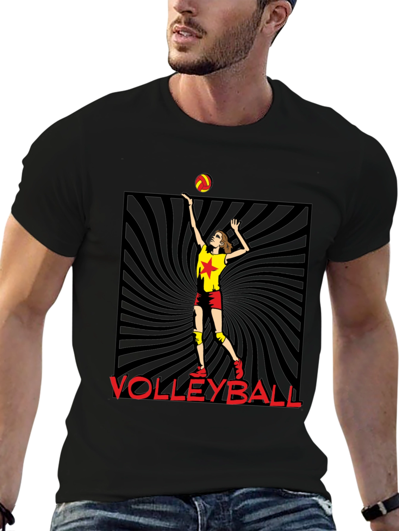 Volleyball Player Graphic Tee - Black