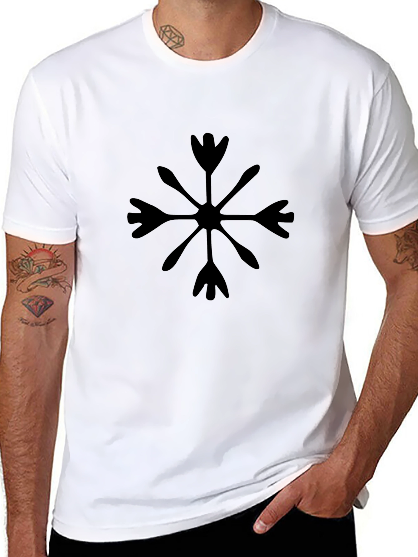 Black Graphic Tee: Unique Snowflake Design