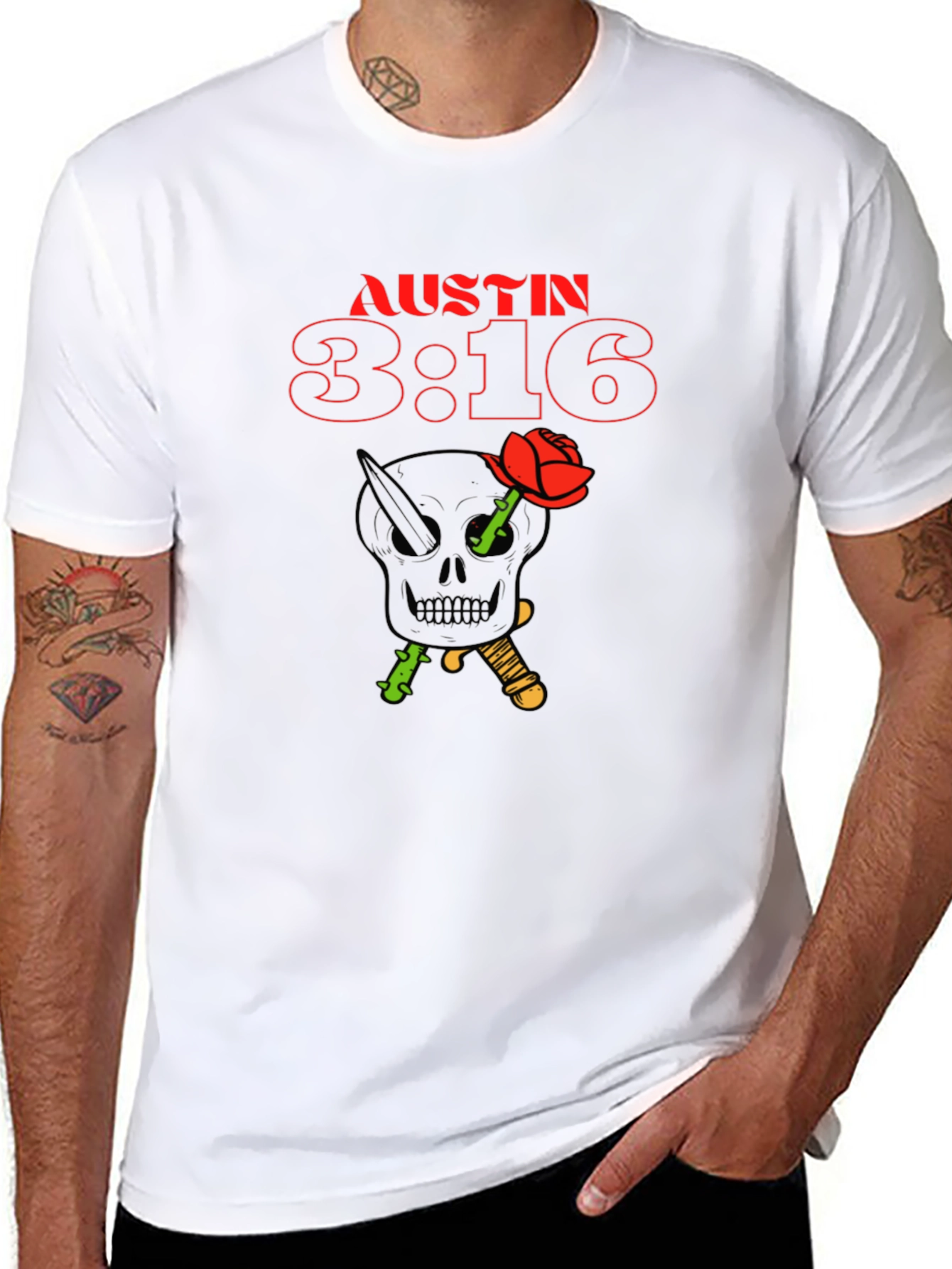 Austin 3:16 Skull Rose Graphic Tee