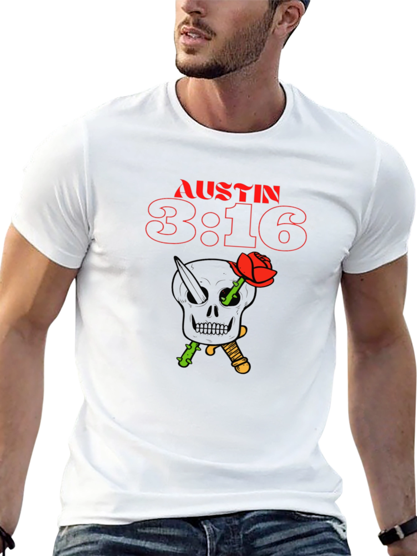 Austin 3:16 Skull Rose Graphic Tee