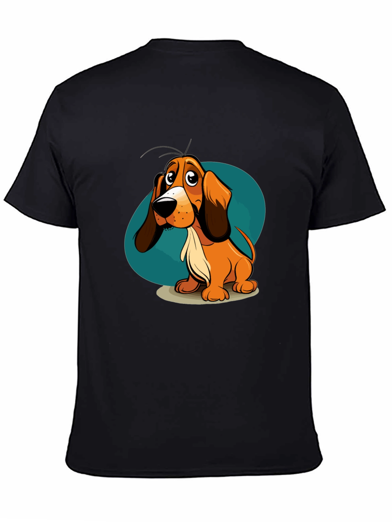 Cartoon Dog Graphic T-Shirt - Unisex Black Tee