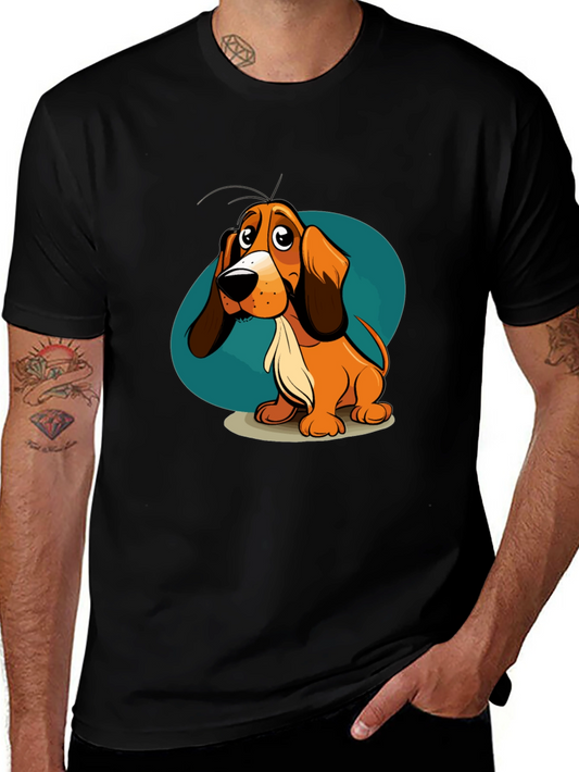 Cartoon Dog Graphic T-Shirt - Unisex Black Tee