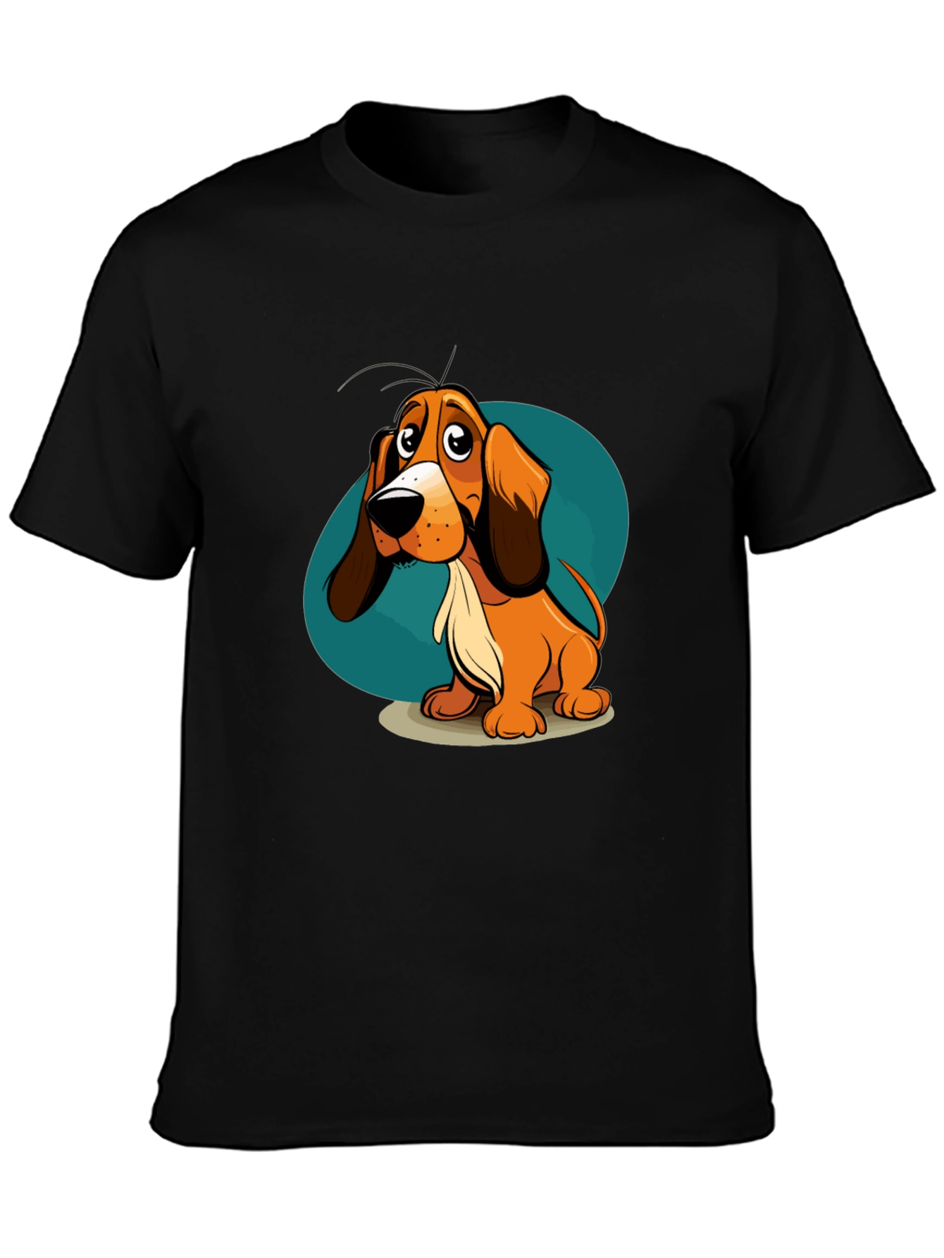 Cartoon Dog Graphic T-Shirt - Unisex Black Tee