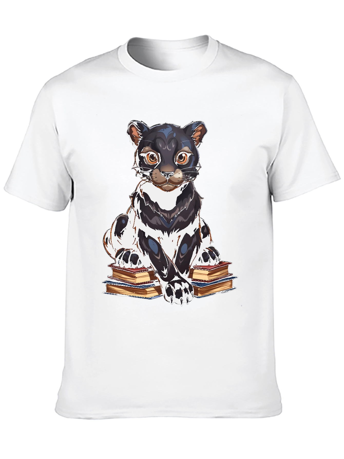 Bookish Cat Graphic Tee - Black Cotton T-Shirt