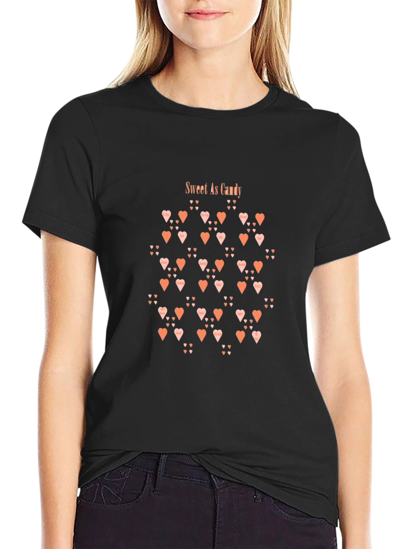 Sweet As Candy Heart Print T-Shirt