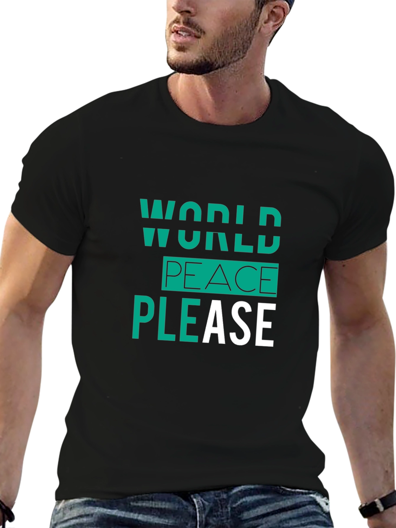 World Peace Please Black Graphic Tee