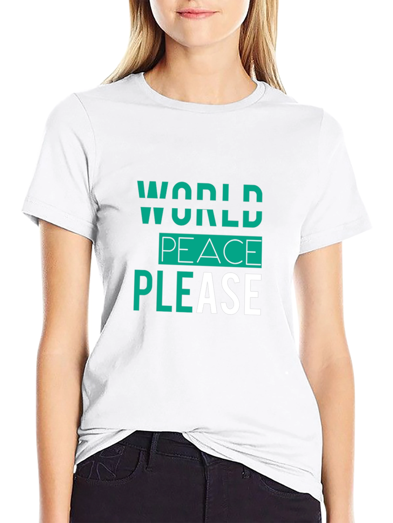 World Peace Please Black Graphic Tee