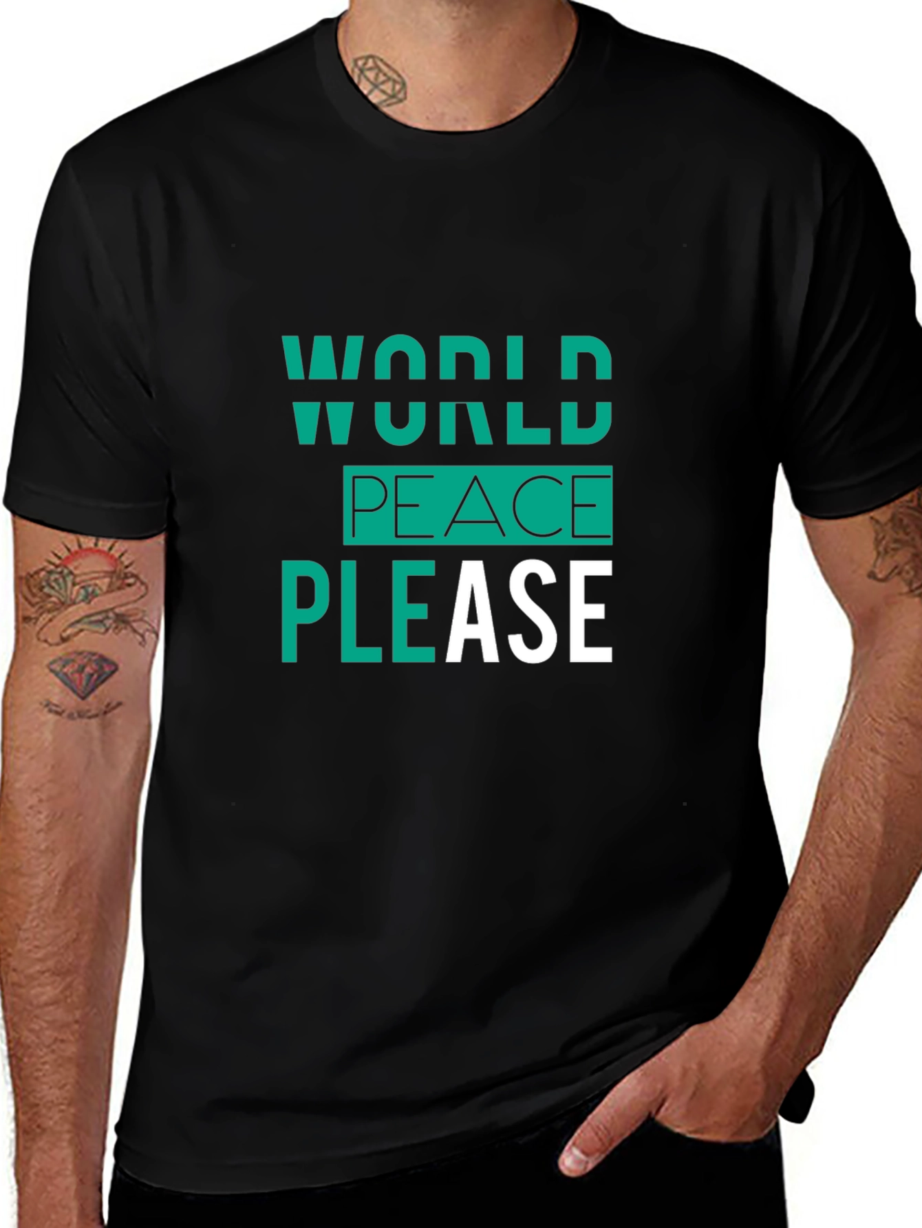 World Peace Please Black Graphic Tee