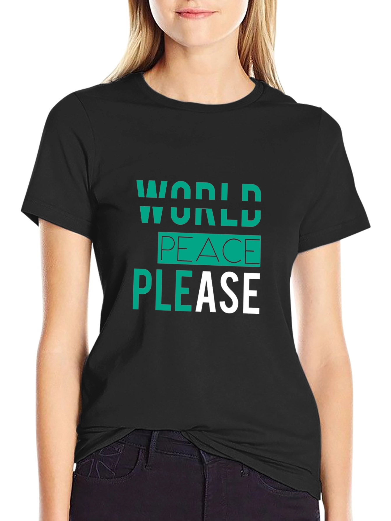World Peace Please Black Graphic Tee
