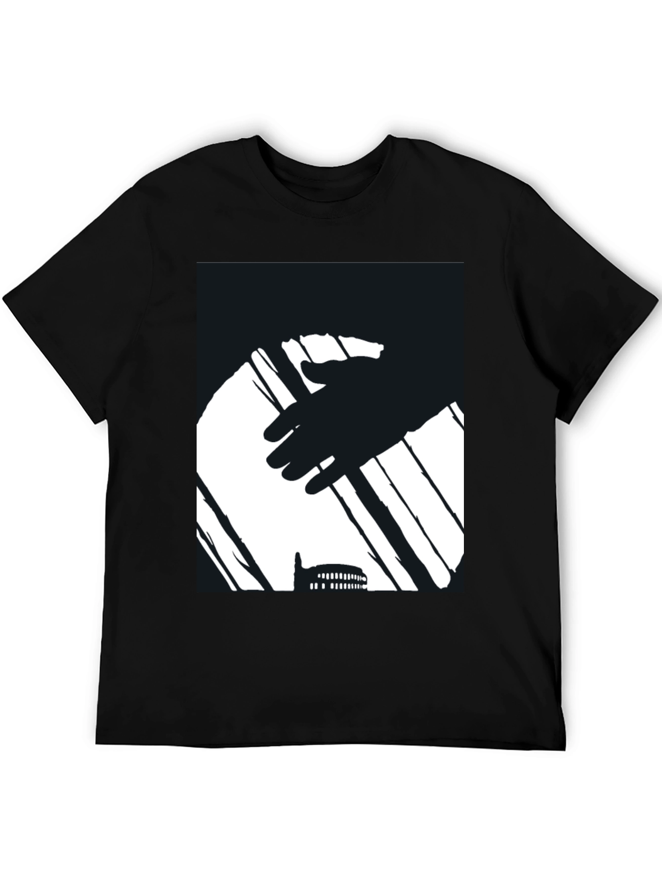Abstract Hand & Building Black T-Shirt