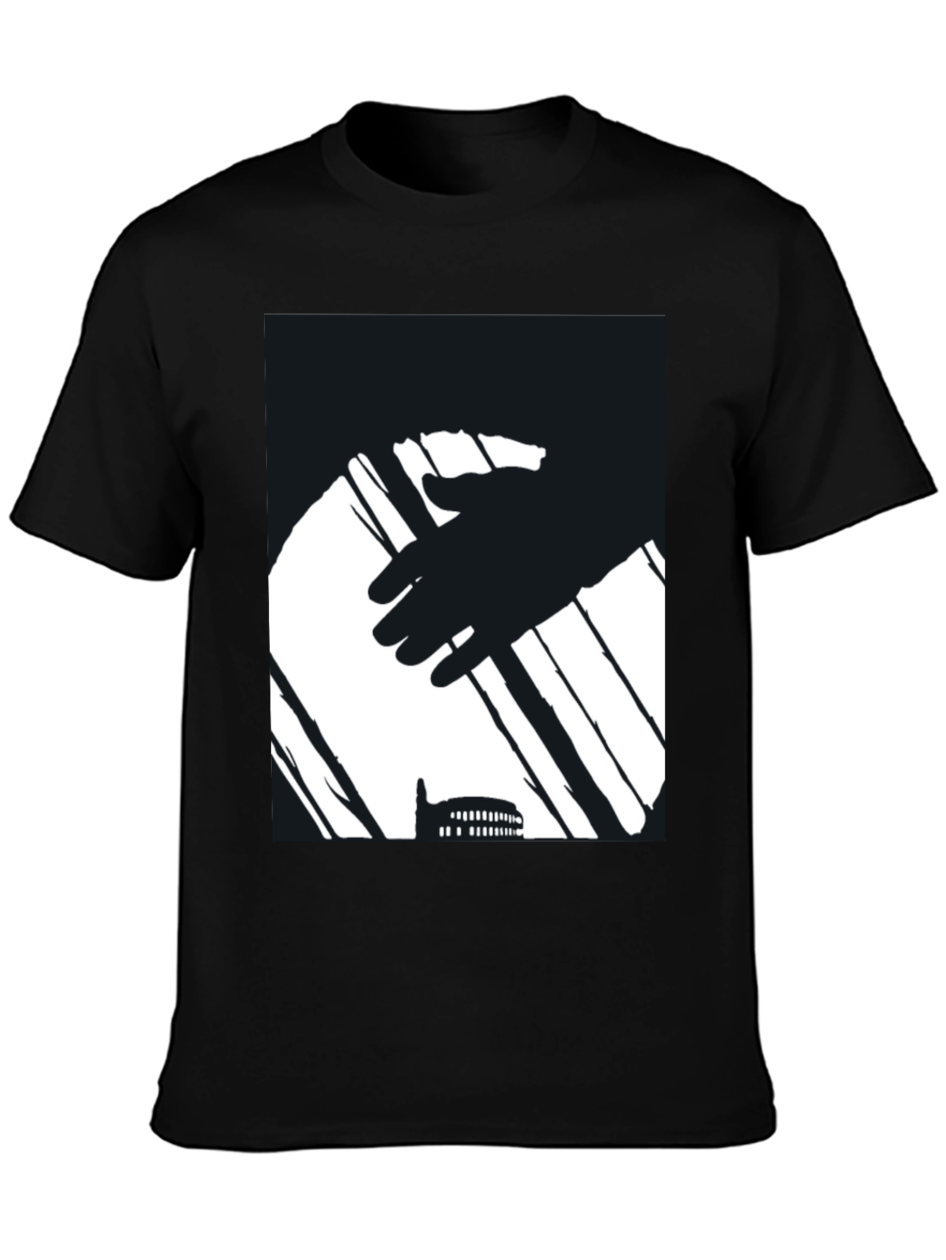 Abstract Hand & Building Black T-Shirt