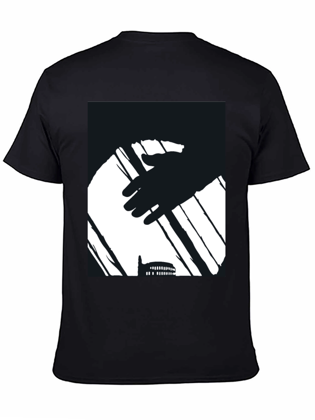 Abstract Hand & Building Black T-Shirt