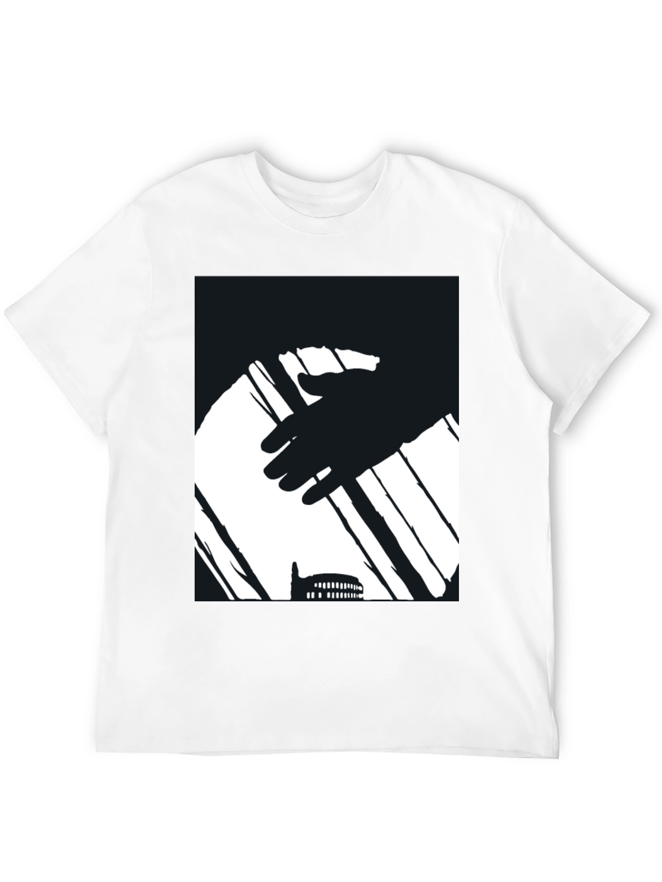 Abstract Hand & Building Black T-Shirt
