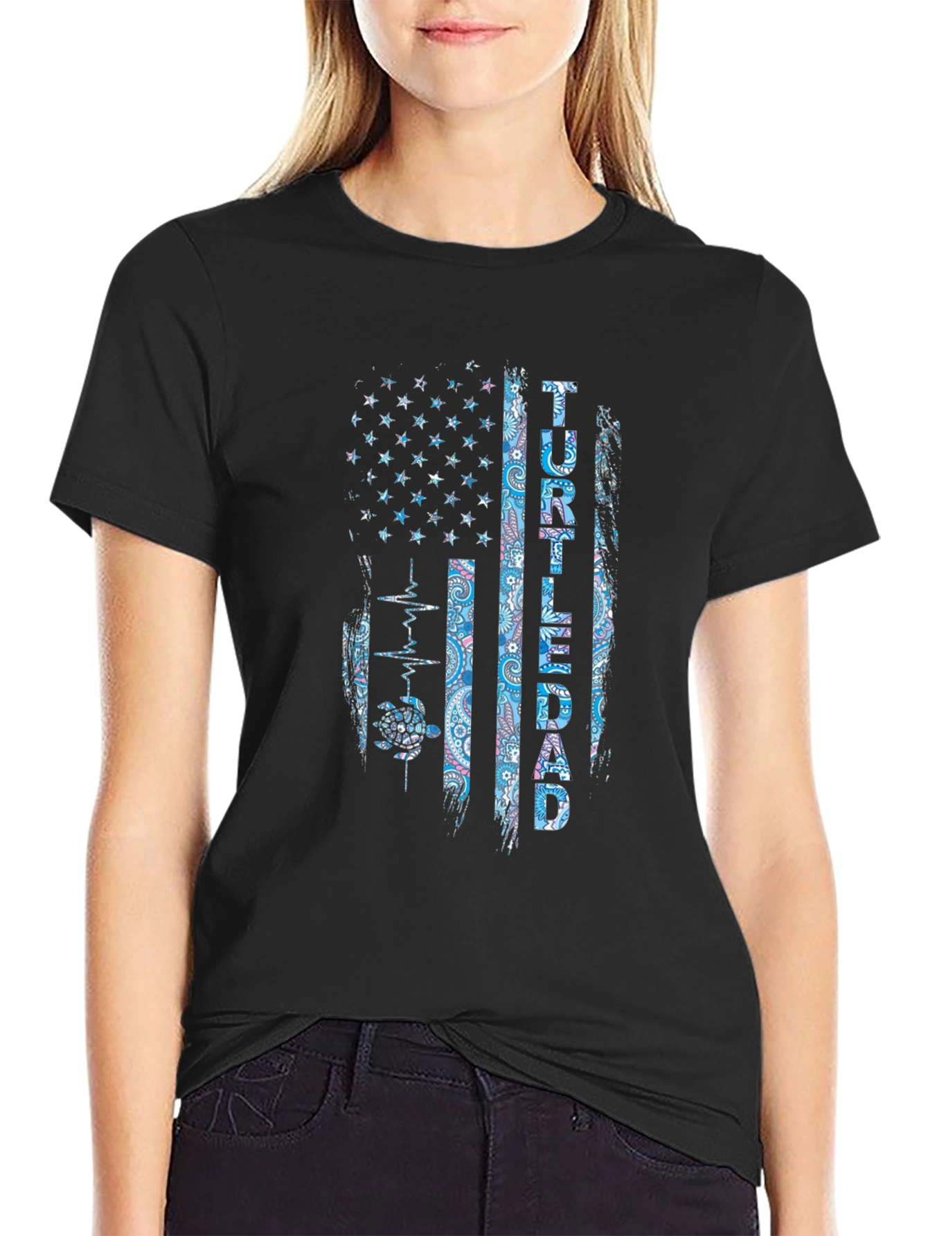 Turtle Dad American Flag T-Shirt