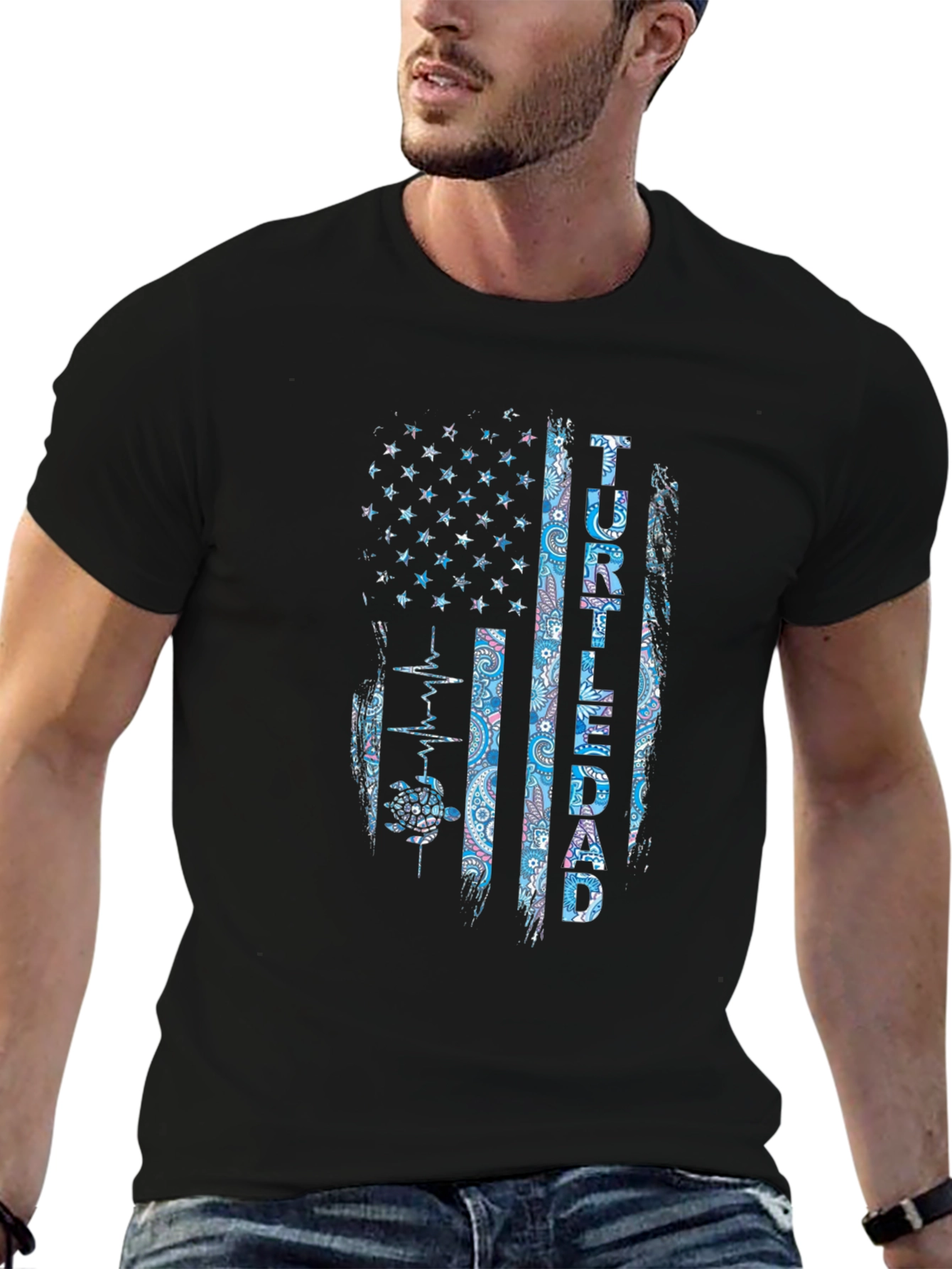 Turtle Dad American Flag T-Shirt