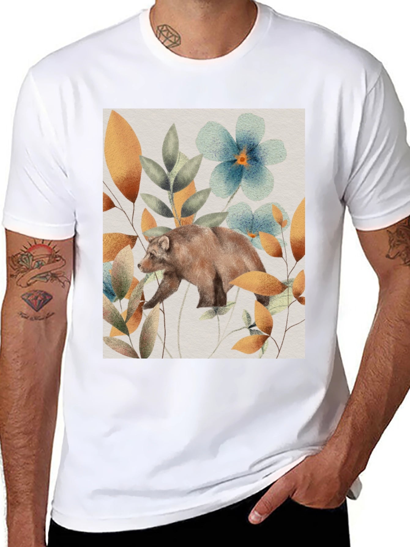 Bear in Bloom T-Shirt - Nature Inspired Graphic Tee