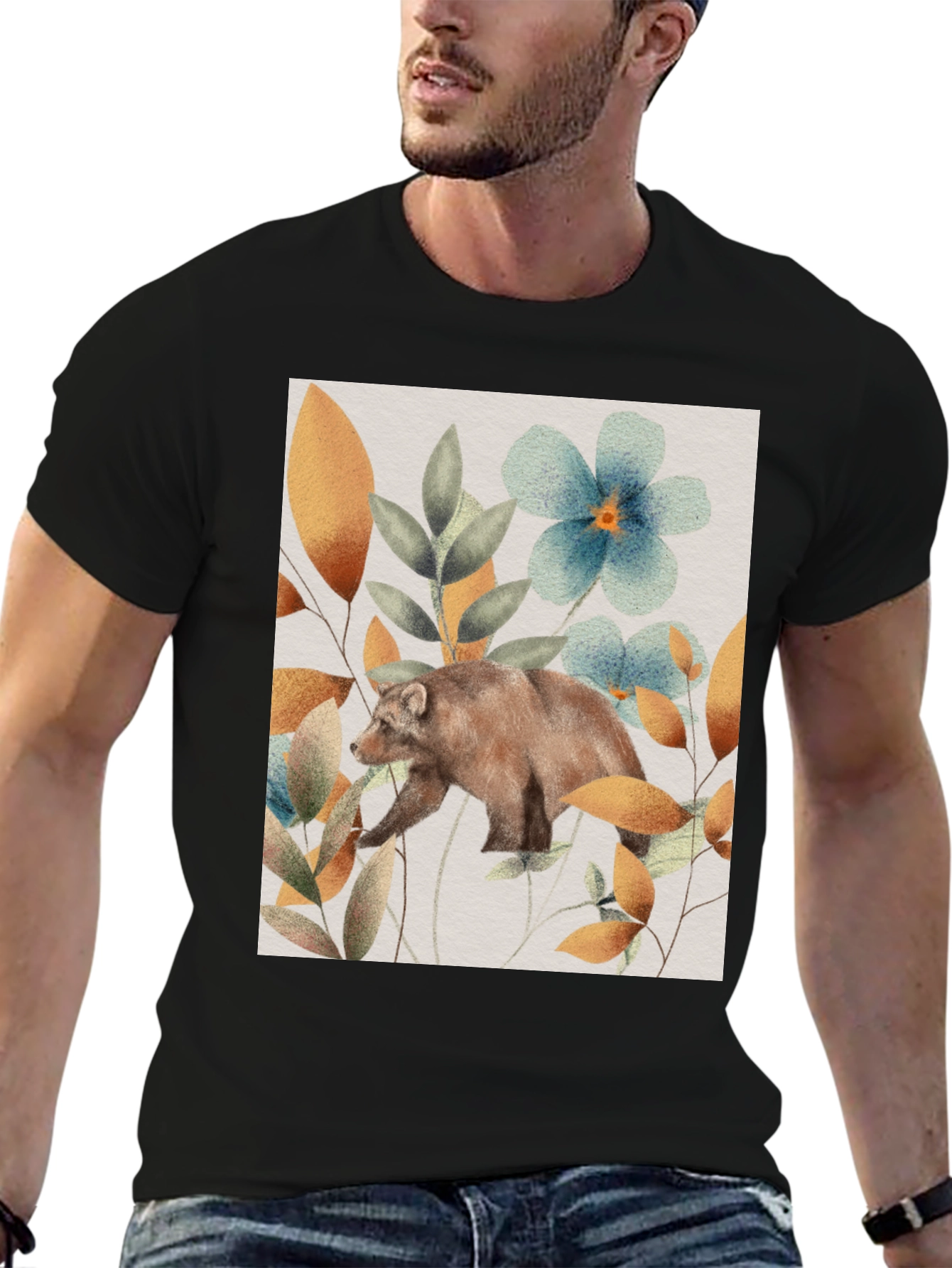 Bear in Bloom T-Shirt - Nature Inspired Graphic Tee