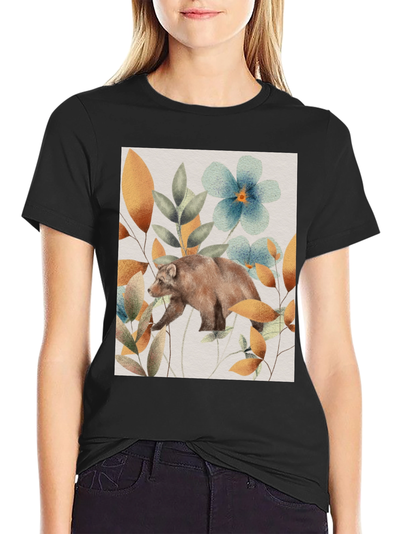 Bear in Bloom T-Shirt - Nature Inspired Graphic Tee