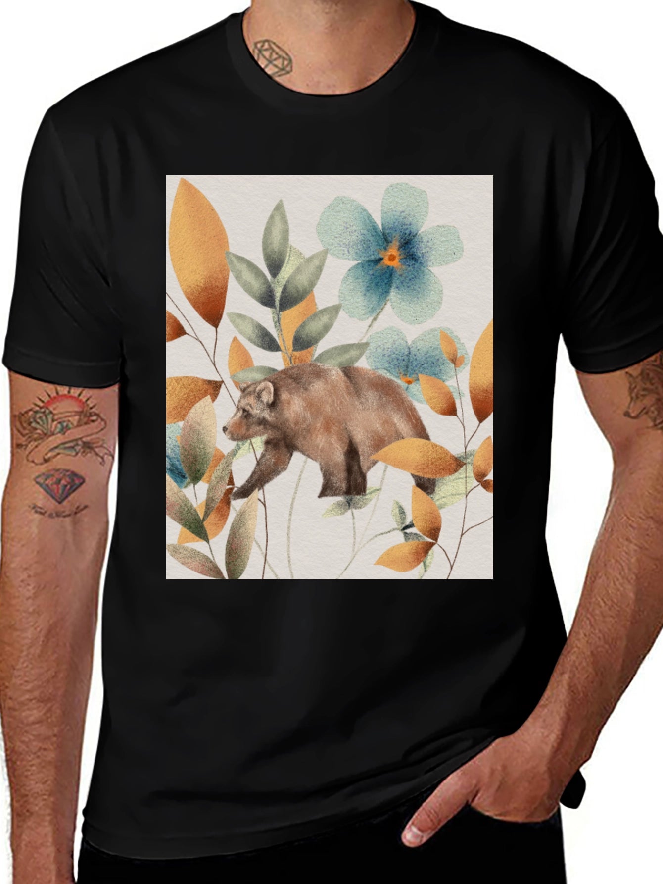 Bear in Bloom T-Shirt - Nature Inspired Graphic Tee