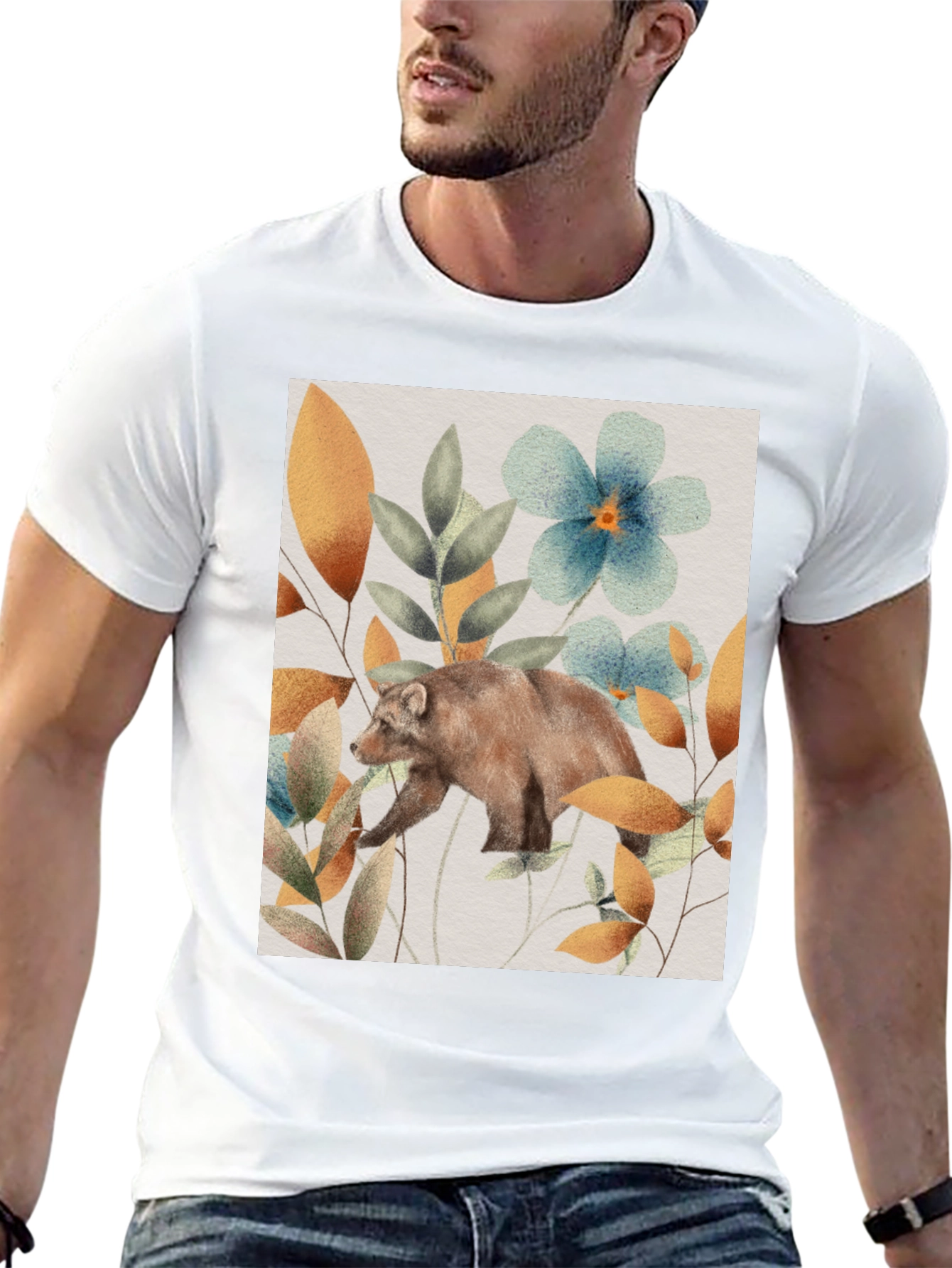 Bear in Bloom T-Shirt - Nature Inspired Graphic Tee