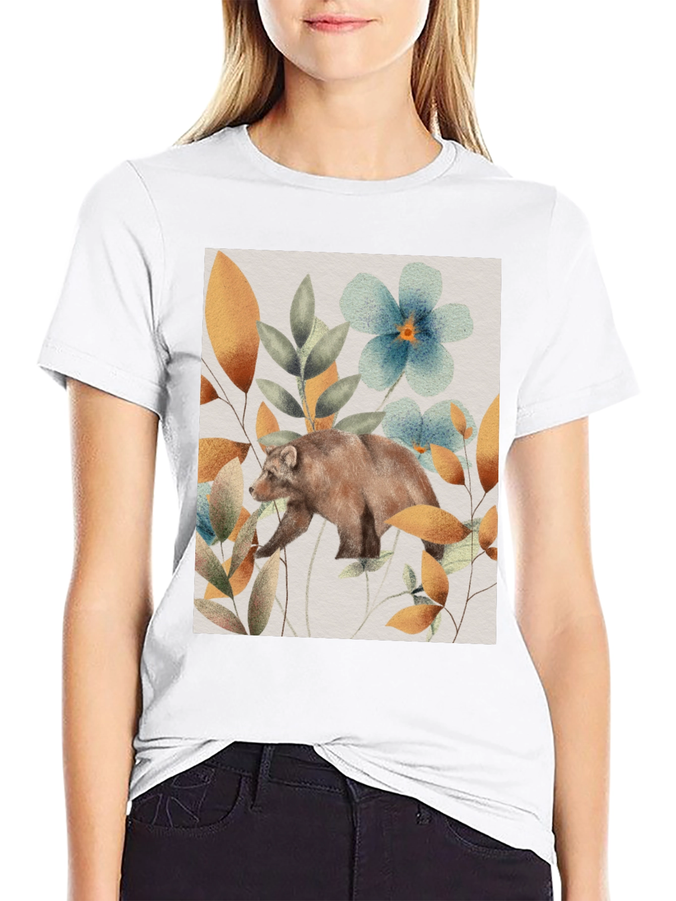 Bear in Bloom T-Shirt - Nature Inspired Graphic Tee