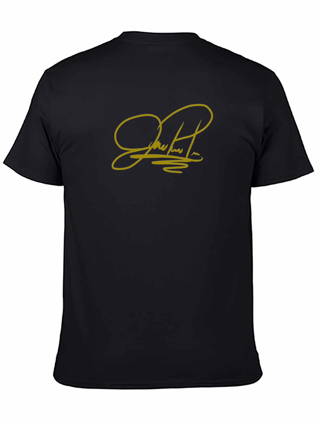 Black T-Shirt with Gold Signature Graphic