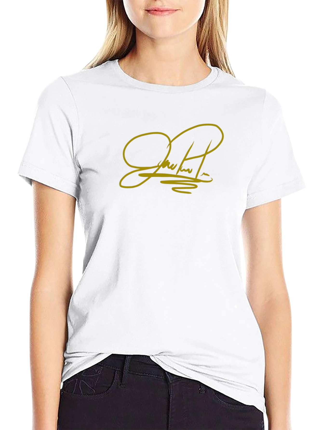 Black T-Shirt with Gold Signature Graphic