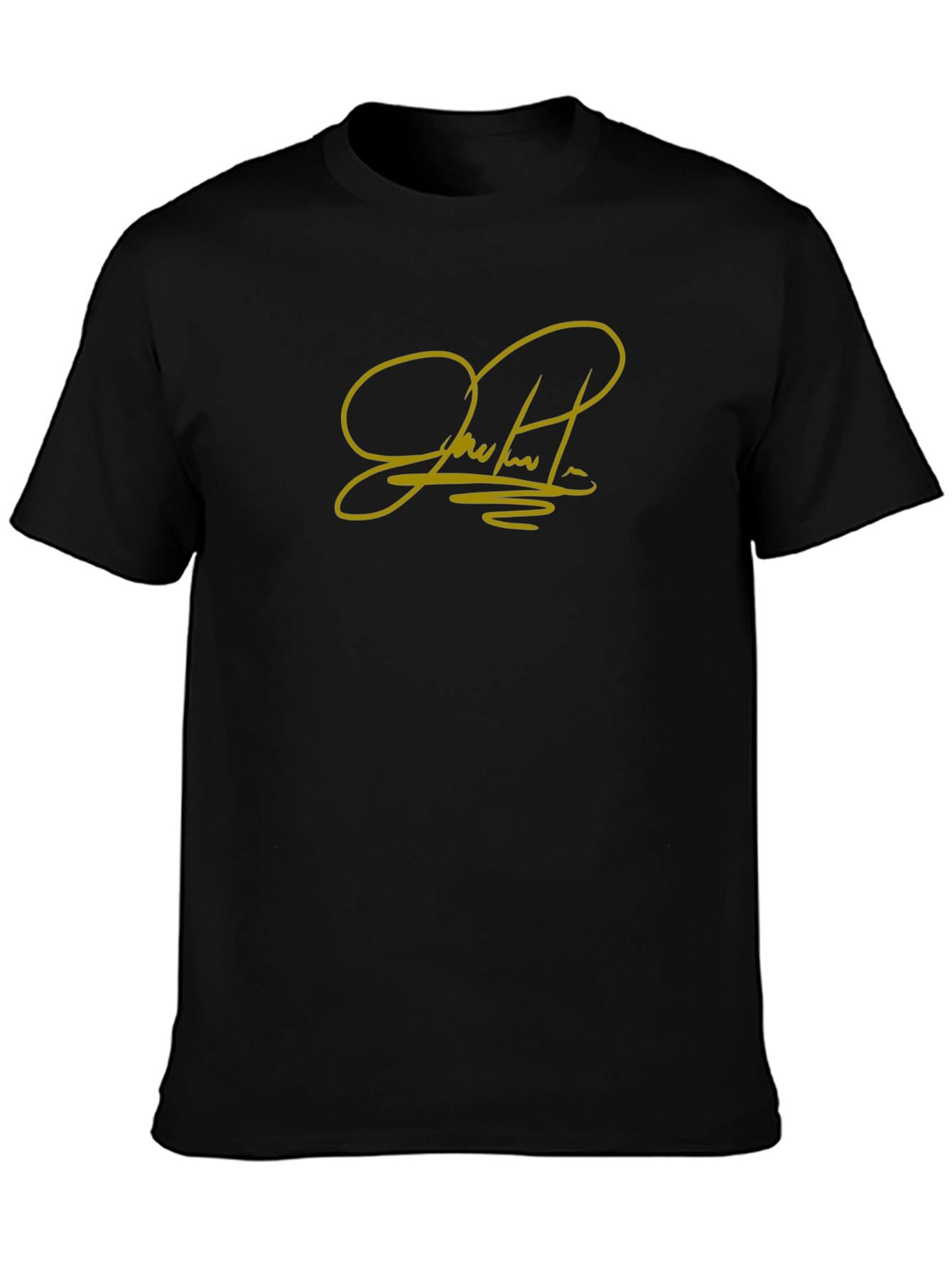 Black T-Shirt with Gold Signature Graphic
