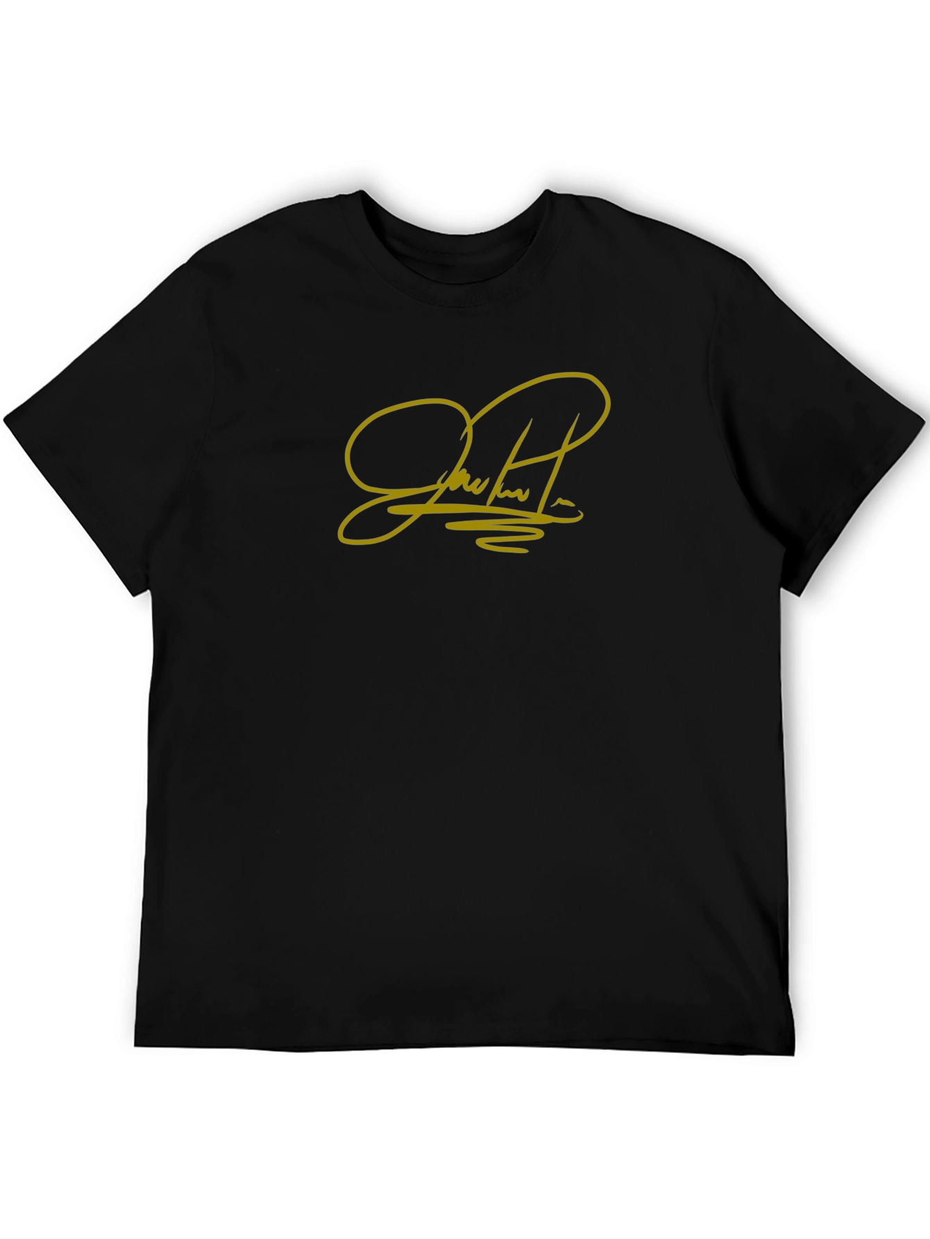 Black T-Shirt with Gold Signature Graphic