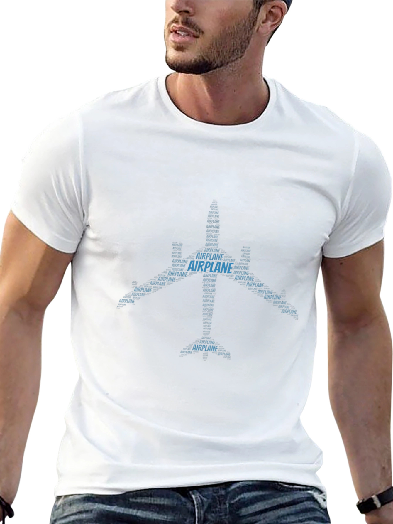 Airplane Word Art Black T-Shirt