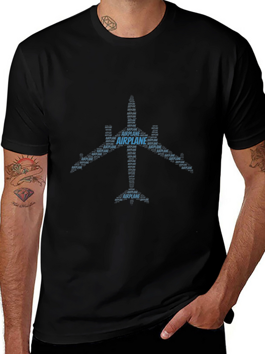 Airplane Word Art Black T-Shirt