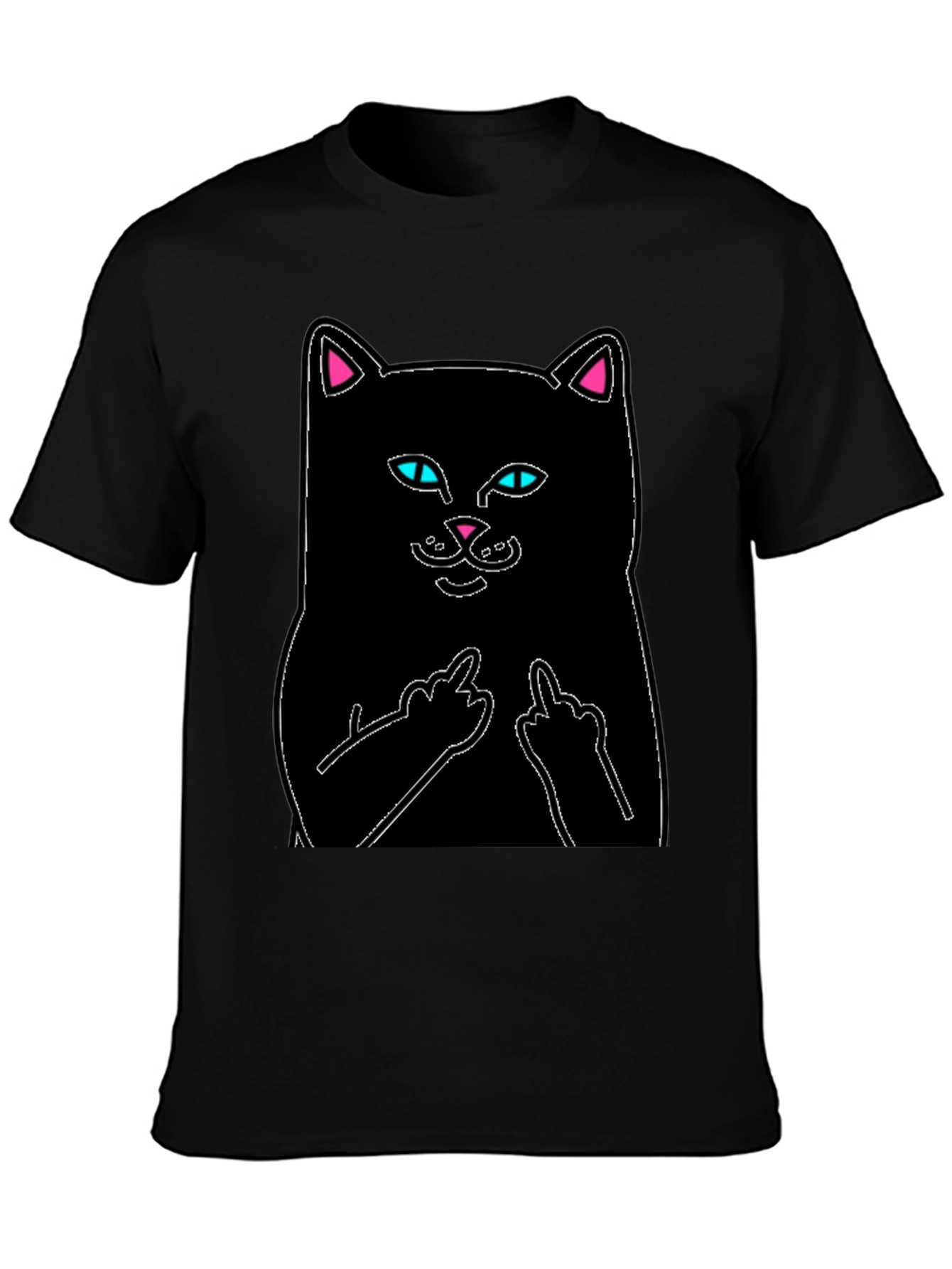 Black Cat T-Shirt - Flip Off Graphic Tee