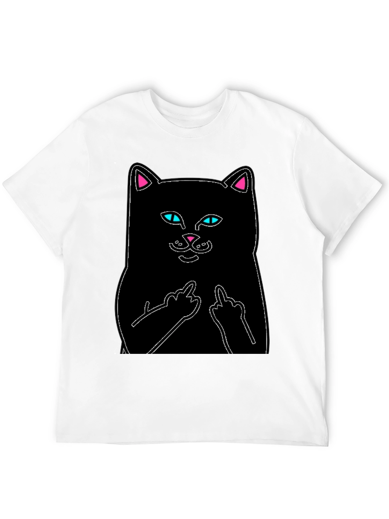 Black Cat T-Shirt - Flip Off Graphic Tee