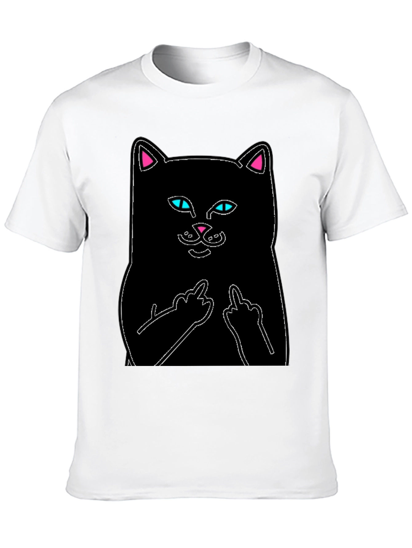 Black Cat T-Shirt - Flip Off Graphic Tee