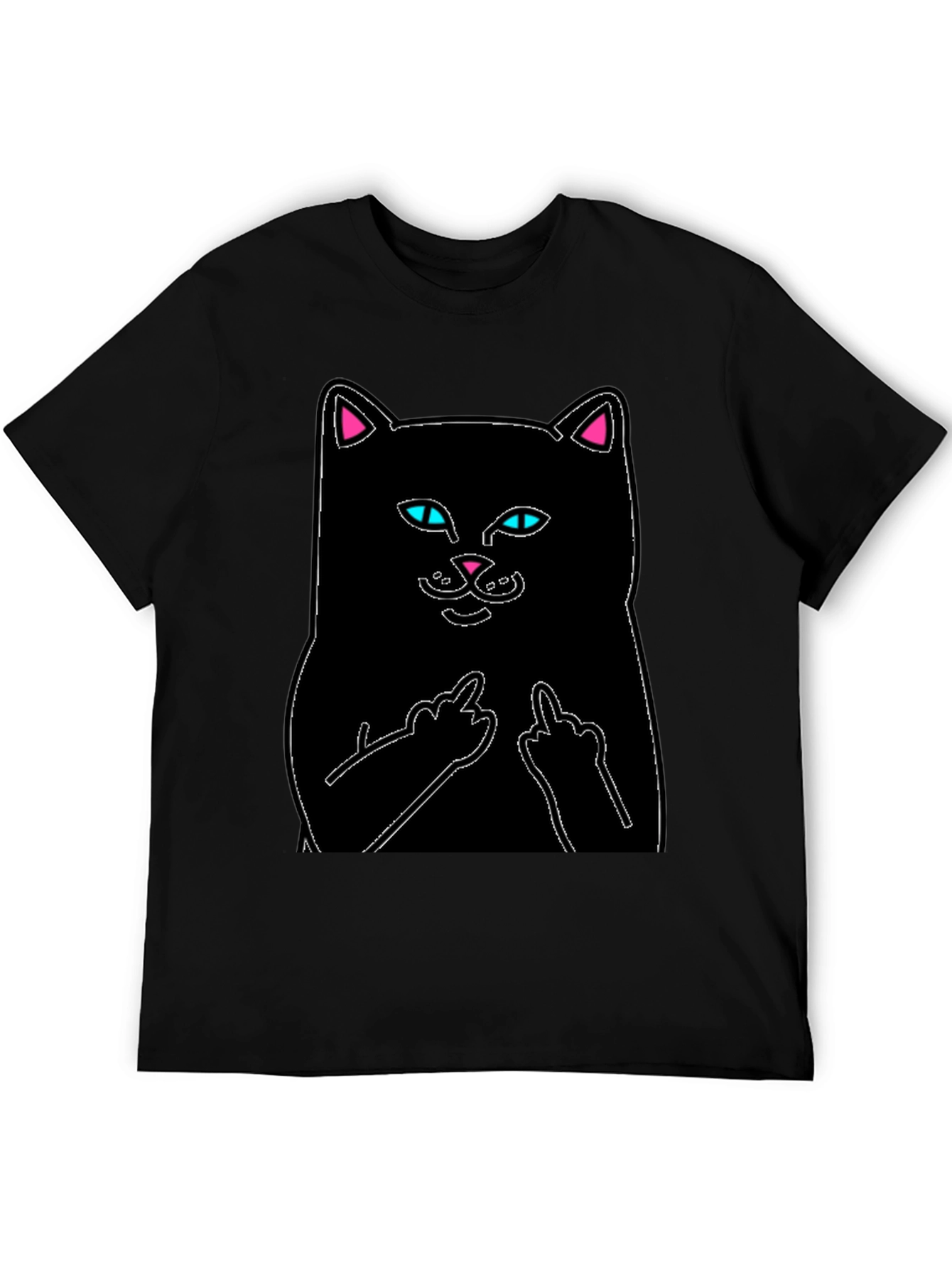 Black Cat T-Shirt - Flip Off Graphic Tee